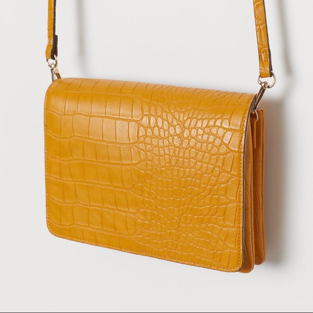 H&M Croc Textured Faux Leather Crossbody Purse